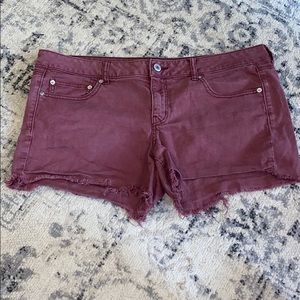American Eagle Maroon denim shorts